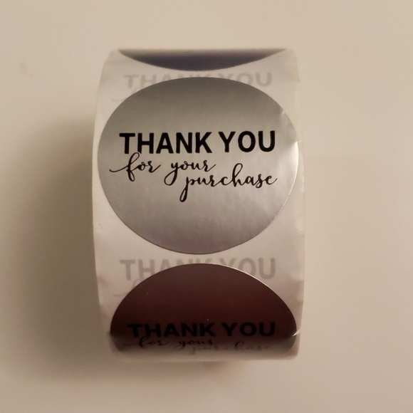 50 Round Thank You Silver foil stickers - Picture 2 of 4